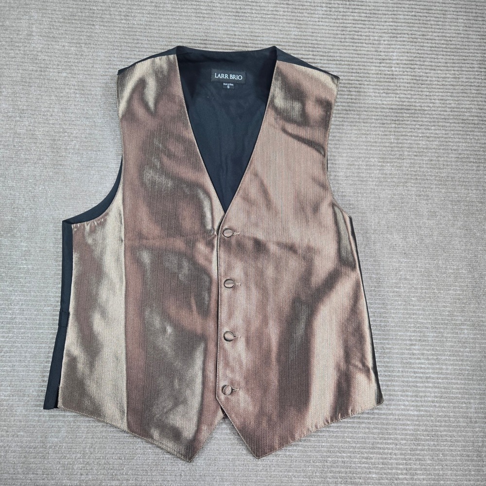 Larr Brio Mens Small Bronze Metallic Shimmer Formal Button Front Tuxedo Vest